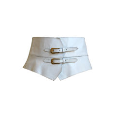 unworn YVES SAINT LAURENT white leather corset belt