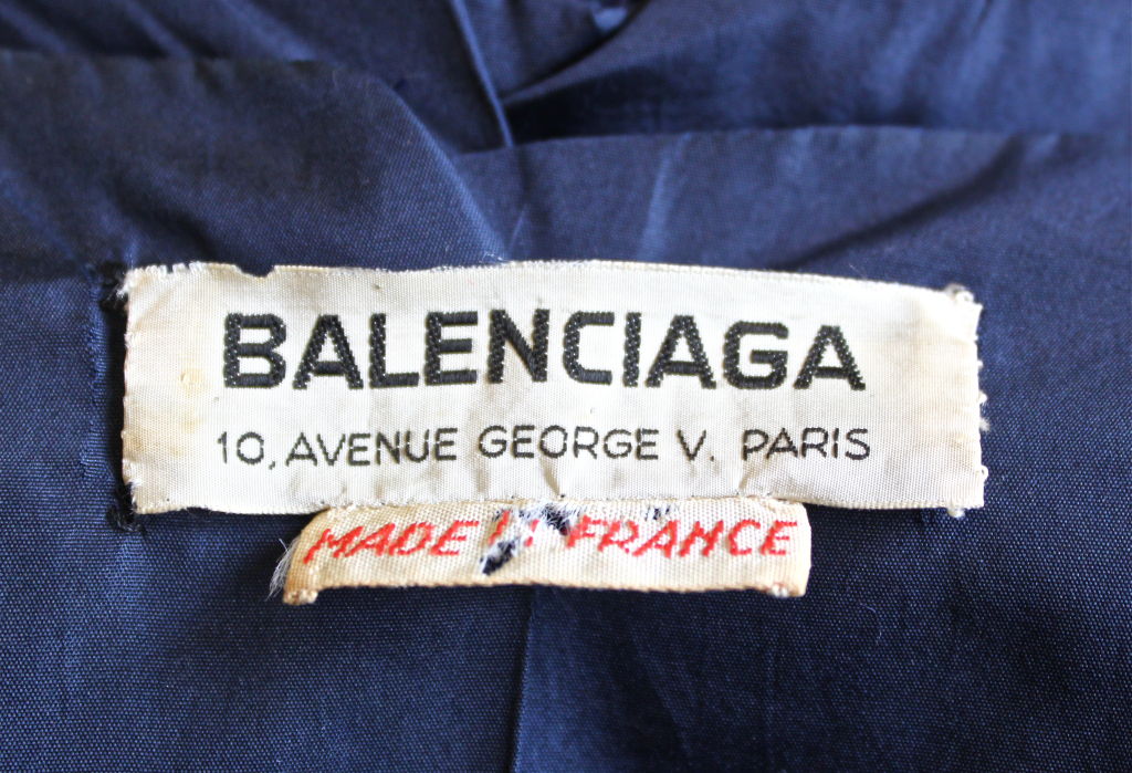 Women's 1960's BALENCIAGA haute couture navy blue wool cape coat