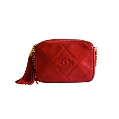1980's CHANEL quilted red leather bag