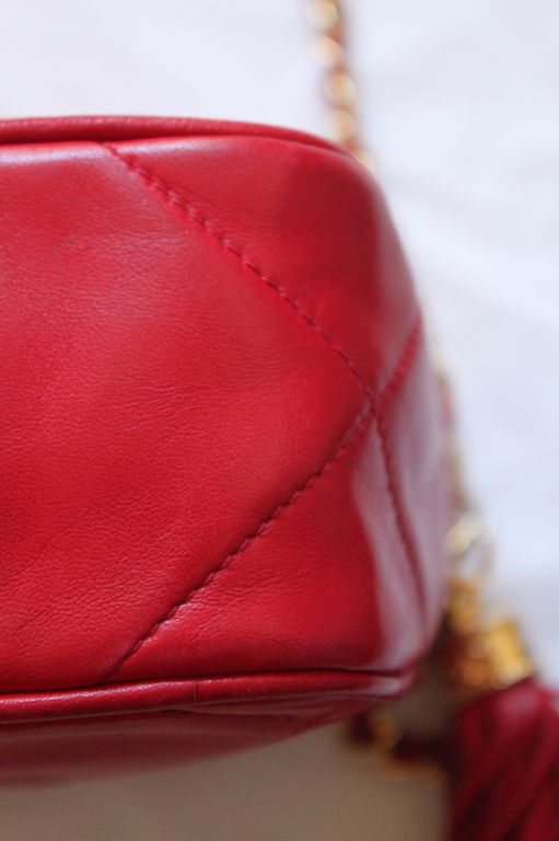1980's CHANEL quilted red leather bag 1