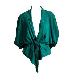 1980's JEAN-CLAUDE JITROIS emerald green draped suede jacket