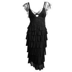 TOM FORD for YVES SAINT LAURENT 2003 black tiered dress