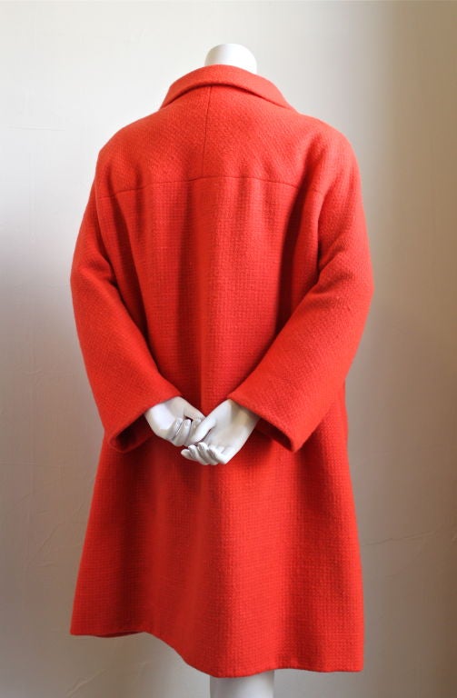 very rare BALENCIAGA / EISA haute couture vivid orange wool coat at 1stdibs