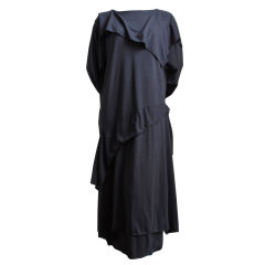 1970s ISSEY MIYAKE black draped dress
