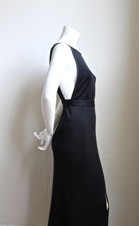 1980's YVES SAINT LAURENT fitted black dress with open back at 1stdibs