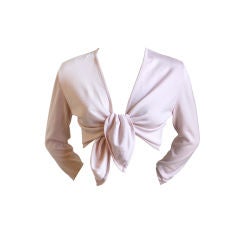 Vintage CHANEL BOUTIQUE soft pink ballet wrap cardigan