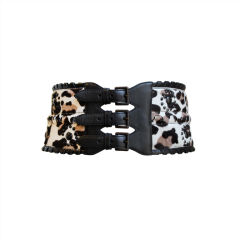 AZZEDINE ALAIA calf hair 'leopard' corset belt with studs