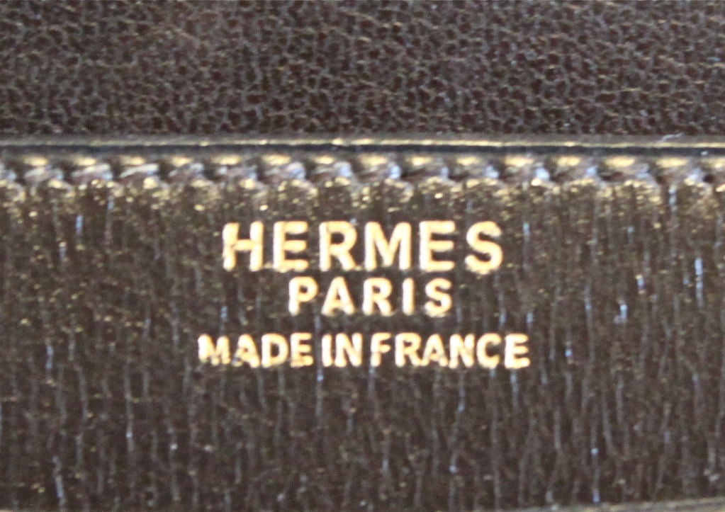 1977 HERMES brown box leather bag with gilt hardware 1