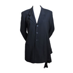 1980's COMME DES GARCON black jacket with asymmetrical lace trim