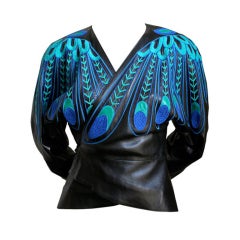 JEAN CLAUDE JITROIS black leather 'peacock feather' jacket 2