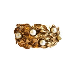 YVES SAINT LAURENT organic leaf cuff with pearls 8