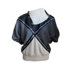 Vintage Jean-Charles de Castelbajac leather & wool sweater with zippers