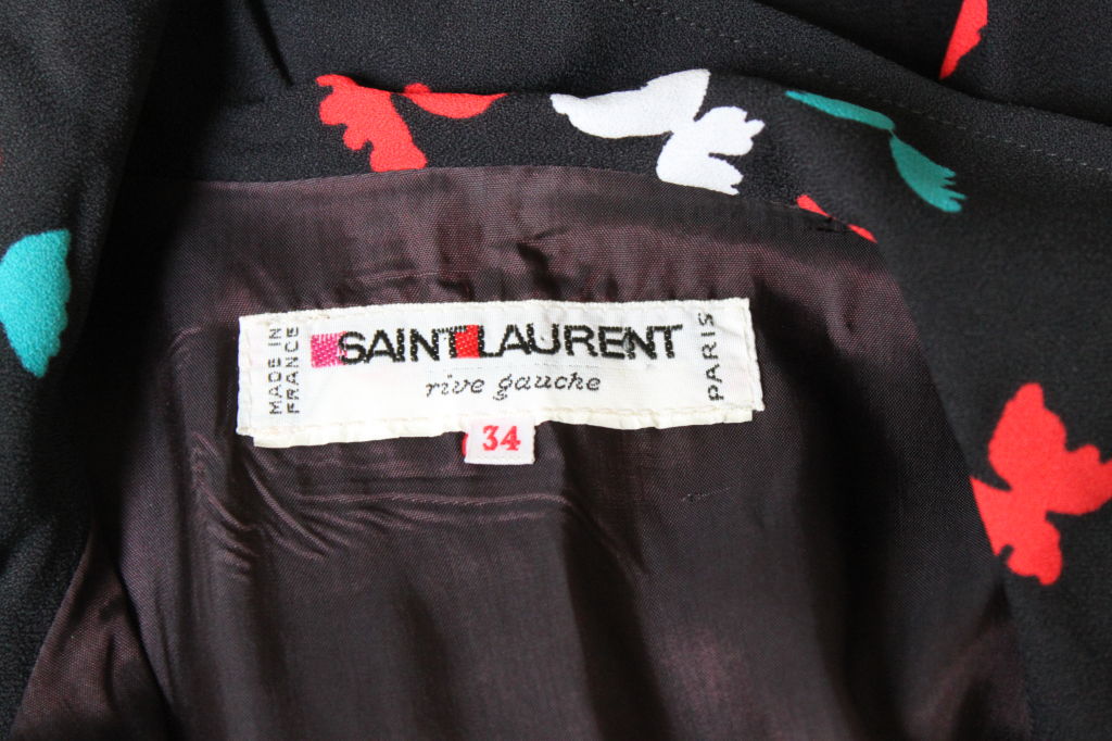 YVES SAINT LAURENT butterfly print dress with long belt. 1