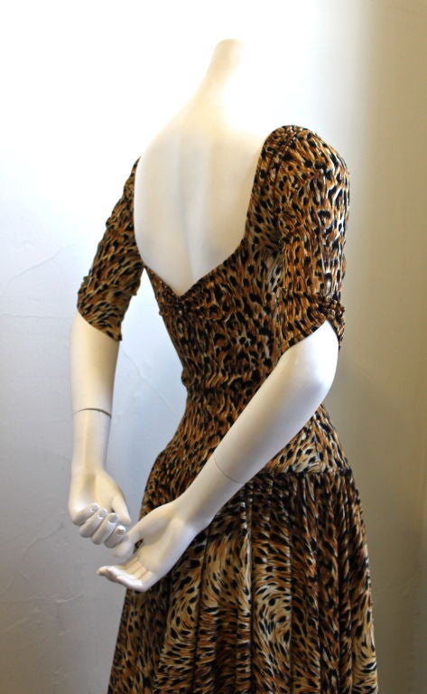 1970s NORMA KAMALI leopard printed jersey dress