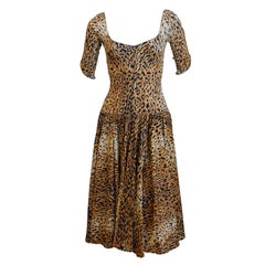 Vintage 1970s NORMA KAMALI leopard printed jersey dress