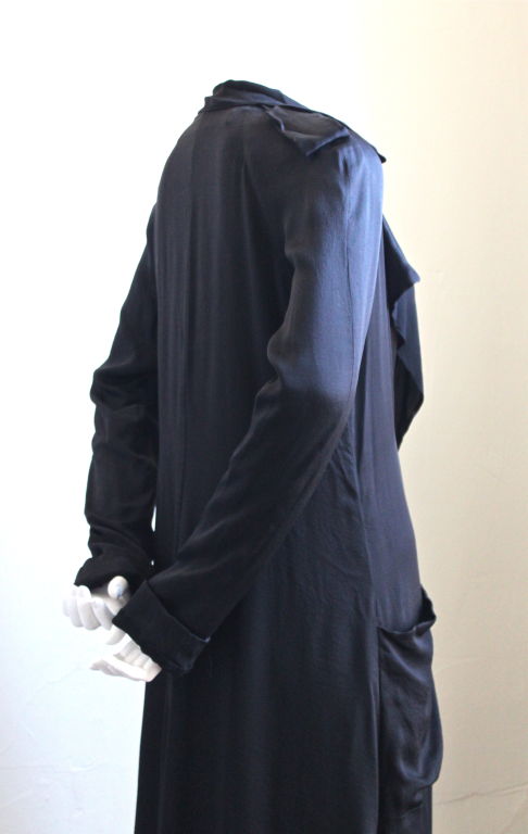 LANVIN jet black whisper weight silk trench coat