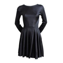 AZZEDINE ALAIA jet black seamed mini dress with full skirt