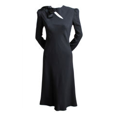 Vintage BILL BLASS jet black silk bias cut dress with cut out