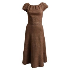1950s bronze metallic handknit dress