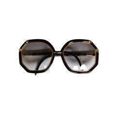 Vintage 1970's TED LAPIDUS black and gold oversized sunglasses
