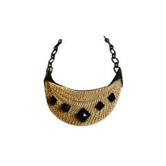 TOM FORD/YVES SAINT LAURENT wicker and antiqued bronze necklace