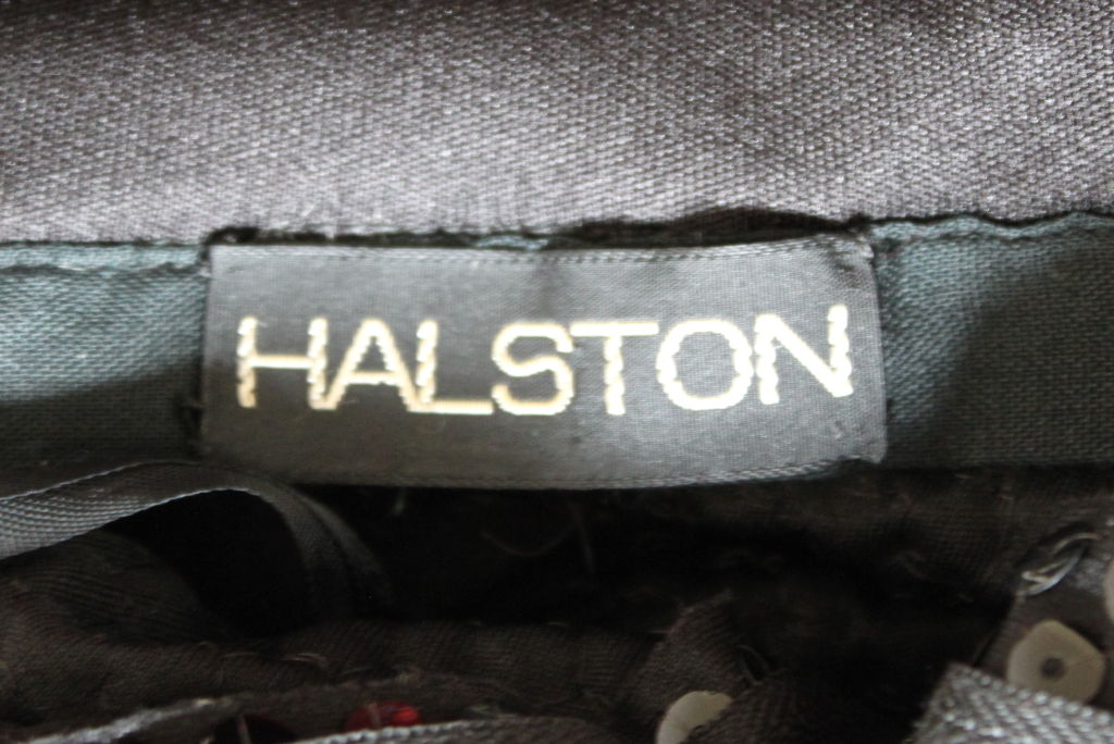 HALSTON black sequined halter dress 1