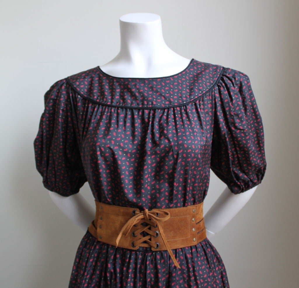 YVES SAINT LAURENT silk peasant dress at 1stdibs