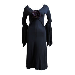 TOM FORD/YVES SAINT LAURENT Fall 2003 black dress with rose 4