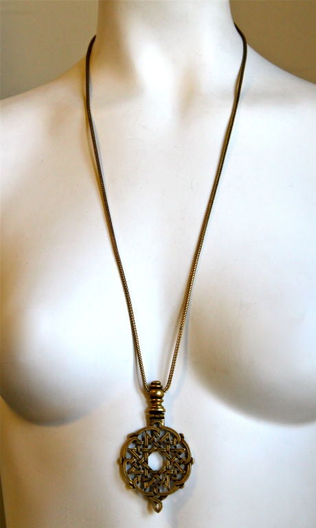 1970's YVES SAINT LAURENT numbered antique brass necklace with hinge 1