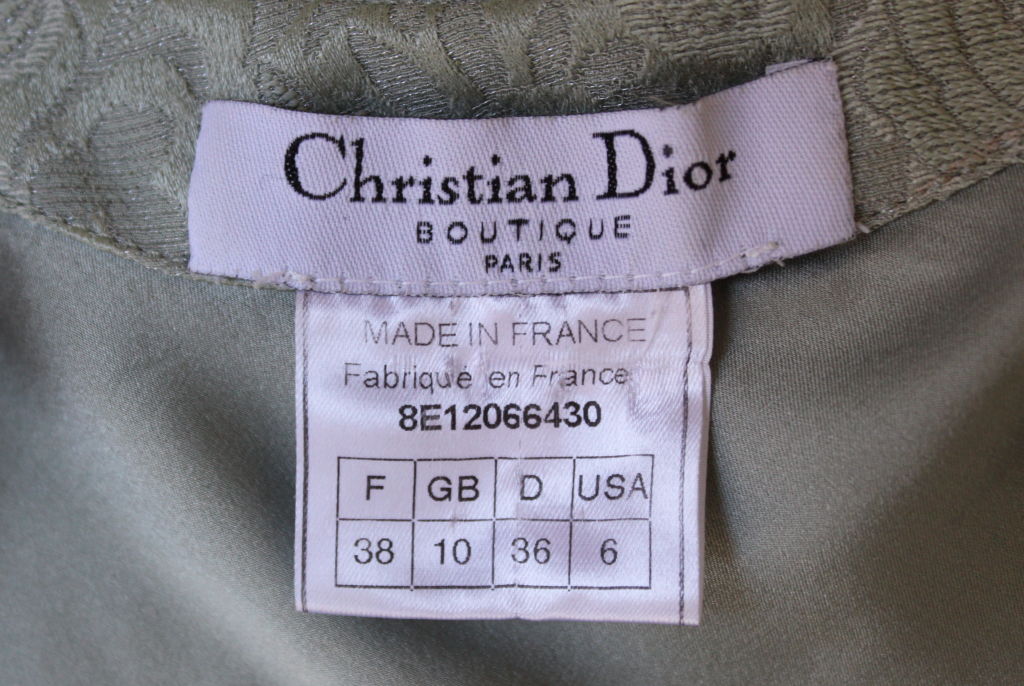 1990's CHRISTIAN DIOR mint floral brocade dress with fringe 1