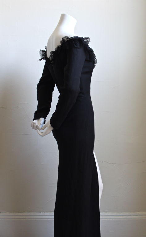 CHRISTIAN DIOR haute couture off the shoulder black gown In Excellent Condition In San Fransisco, CA