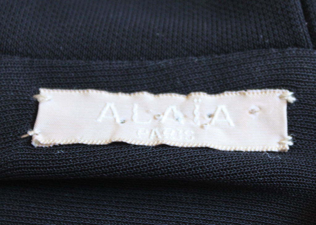 AZZEDINE ALAIA black draped jersey dress with asymmetrical seams 1