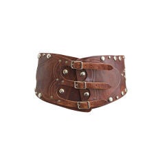rare 1970's RALPH LAUREN leather corset belt with silver studs