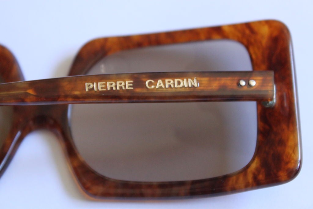 Mod oversized tortoise sunglasses from Pierre Cardin dating to the 1960's. Excellent condition.