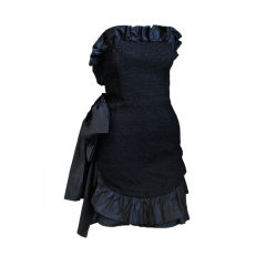 YVES SAINT LAURENT black strapless ruffled dress