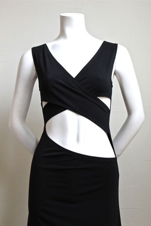 GIANNI VERSACE COUTURE black jersy dress with cut out