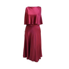 1960's LUIZ ESTEVEZ cranberry silk satin layered dress 10
