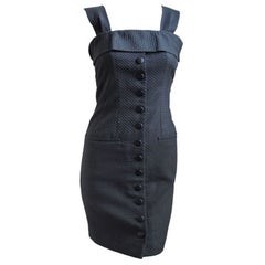 BALENCIAGA black cotton piqué dress