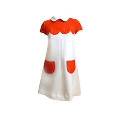 1960's COURREGES haute couture orange & cream mod dress