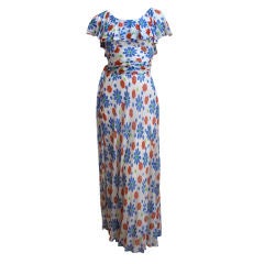 YVES SAINT LAURENT silk georgette floral maxi dress