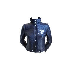 1960's COURREGES haute couture navy blue vinyl jacket