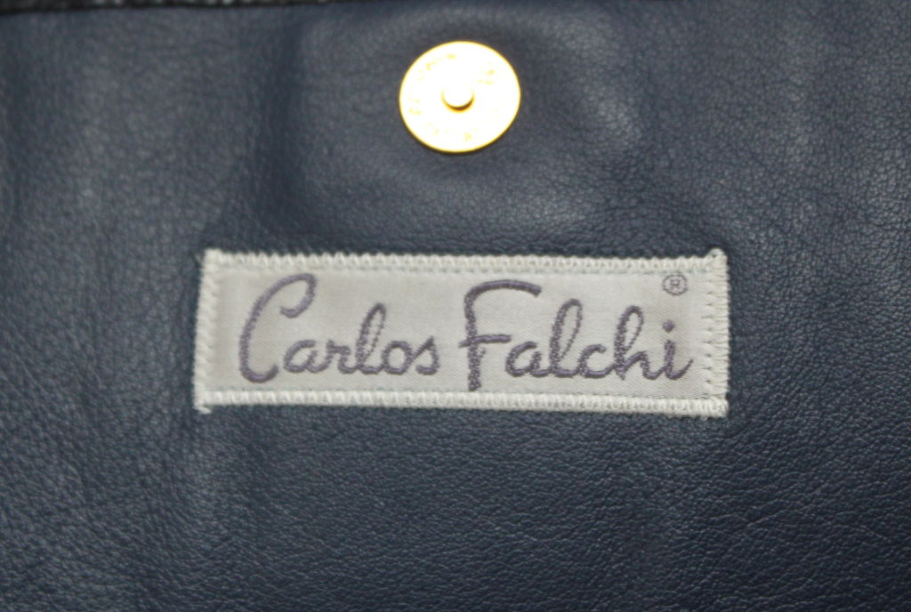 Women's CARLOS FALCHI navy blue patchwork reptile skin clutch