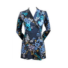 Vintage 1960's YVES SAINT LAURENT floral jacquard pea jacket