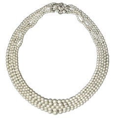 Impeccable 5 Strand Natural Pearl Necklace