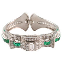 OSCAR HEYMAN Art Deco Emerald & DIamond Bracelet