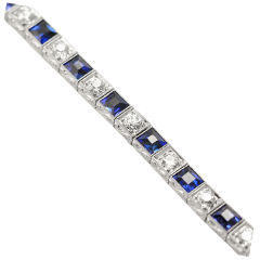 Oscar Heyman Art Deco Sapphire & DIamond Line Bracelet