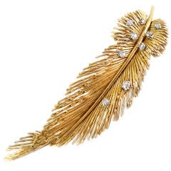 STERLE Gold & Diamond Feather Clip