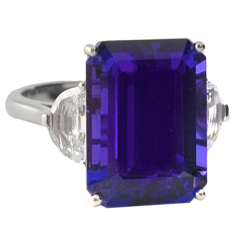 Gem Quality Tanzanite and Diamond Ring