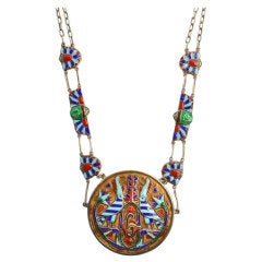 1970's GUCCI Enamel Silver 30 '' Chain and Pendant 5