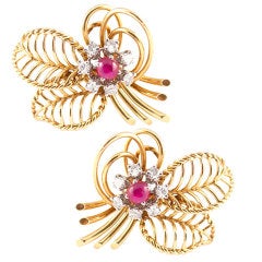 MARCHAK Paris Ruby and Diamond Earclips 